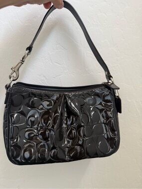 Patent Leather Shoulder Bag in Black